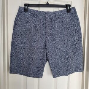 J. Crew‎ Club Mens Chino Shorts Blue White Ditsy Floral Print Flat Front Size 34